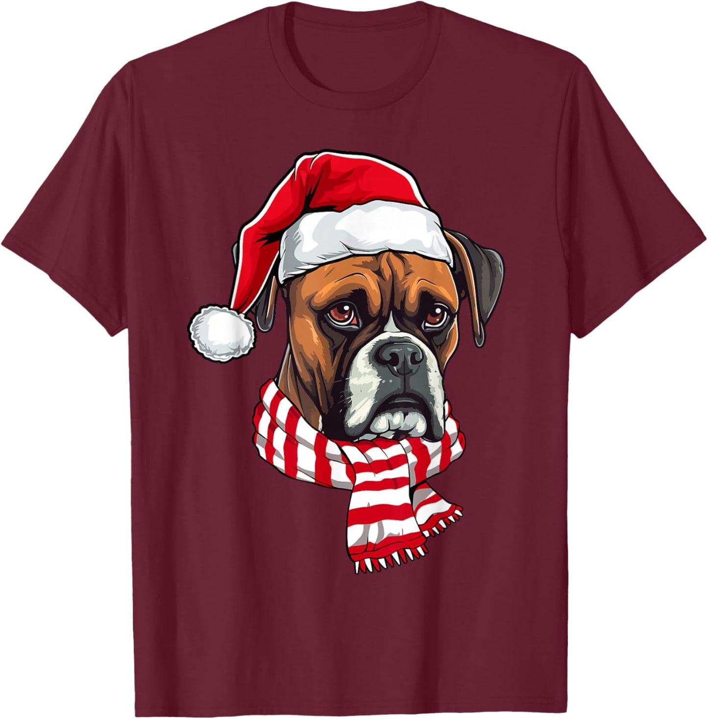 Santa Boxer Christmas Dog Lover Men Women Kids T-Shirt - T-Shirt | Maroon