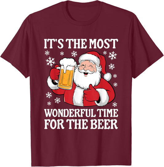 Funny Christmas It's The Most Wonderful Time For The Beer T-Shirt - T-Shirt | Maroon