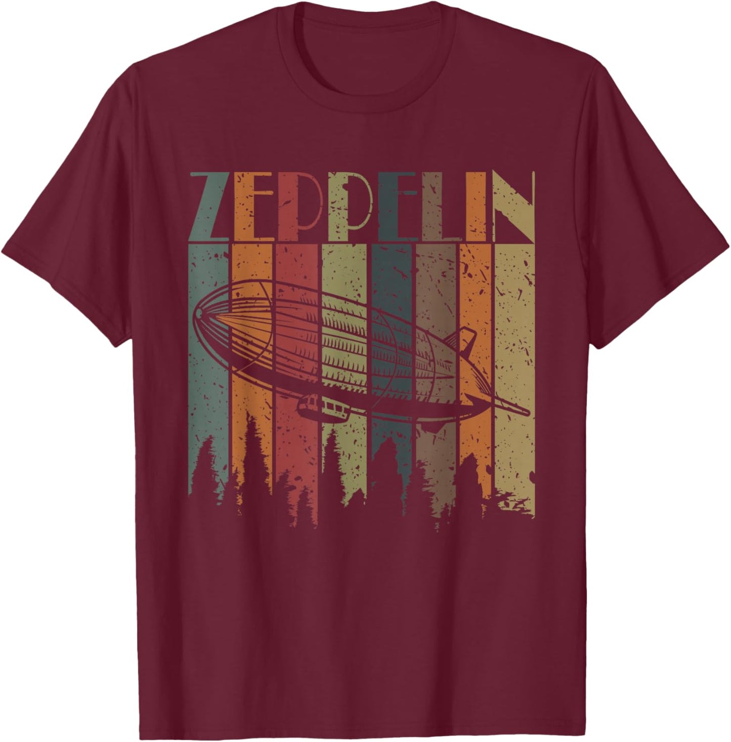 Vintage Zeppelin Funny Sunset Airship Pilot Dirigible Lovers T-Shirt - T-Shirt | Maroon