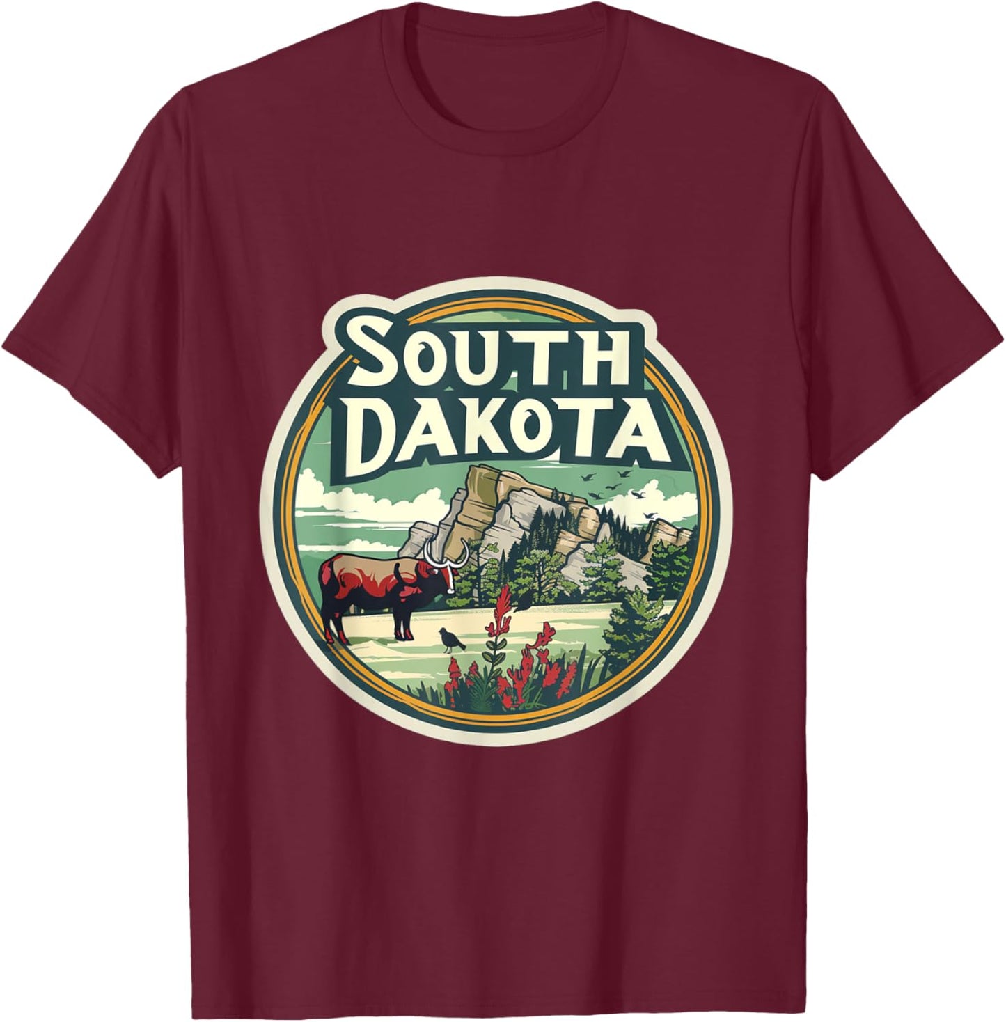 South Dakota SD Black Hills Outdoors Mountains Country T-Shirt - T-Shirt | Maroon