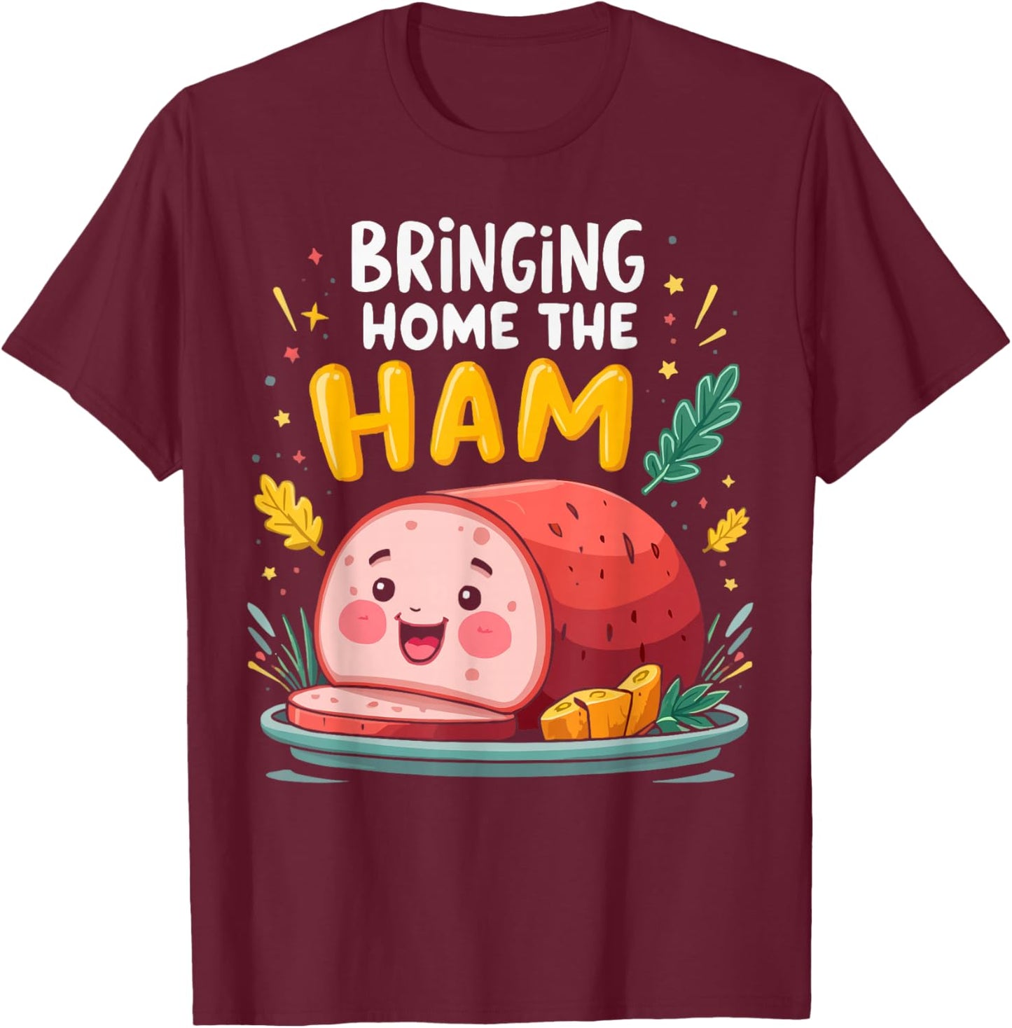 Funny Ham Meat Pig Farmer Pork Food Lover Foodie T-Shirt - T-Shirt | Maroon
