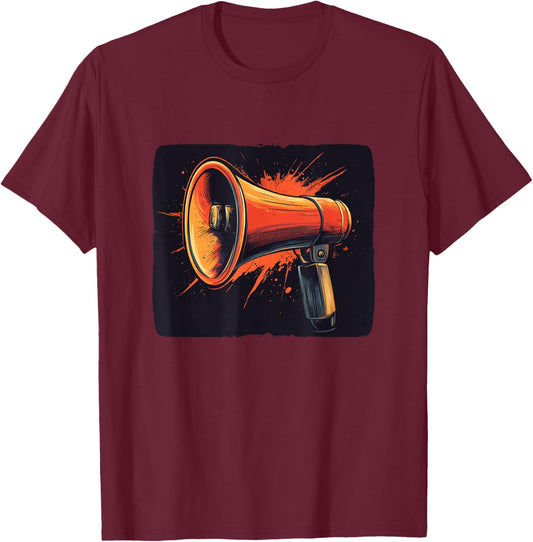 Shout It Out Loud with a Colorful Megaphone T-Shirt - T-Shirt | Maroon