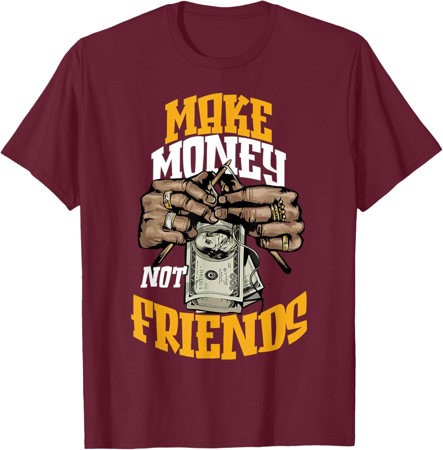 Ochre Yellow Black White Color Match T-Shirt - T-Shirt | Maroon