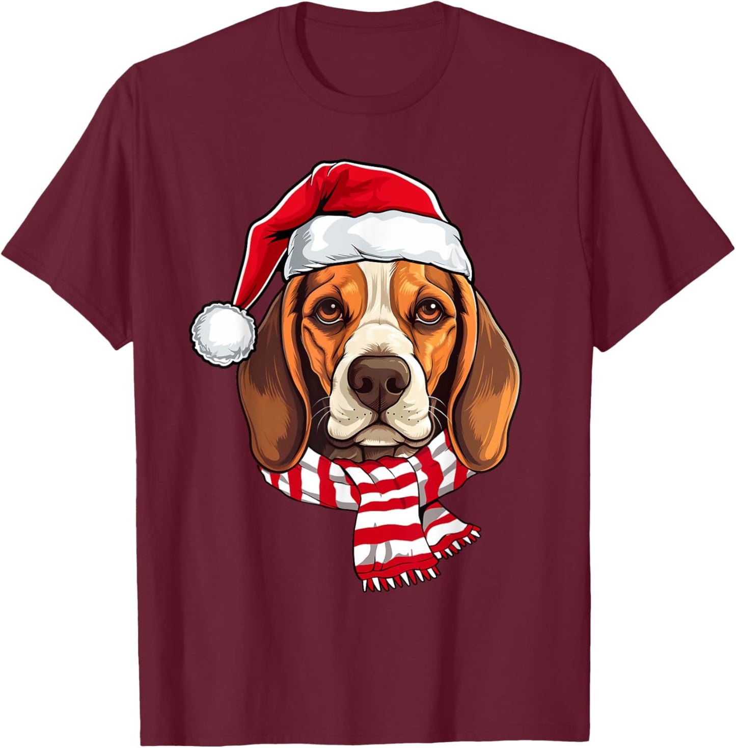 Santa Beagle Christmas Dog Lover Men Women Kids T-Shirt - T-Shirt | Maroon
