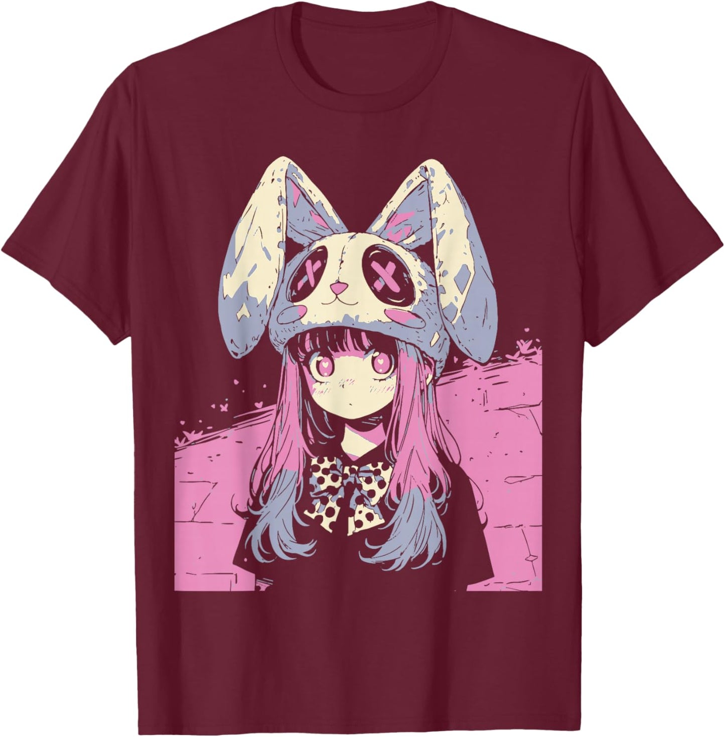Horror Anime Manga Bunny Japan Japanese Creepy Kawaii Goth T-Shirt - T-Shirt | Maroon