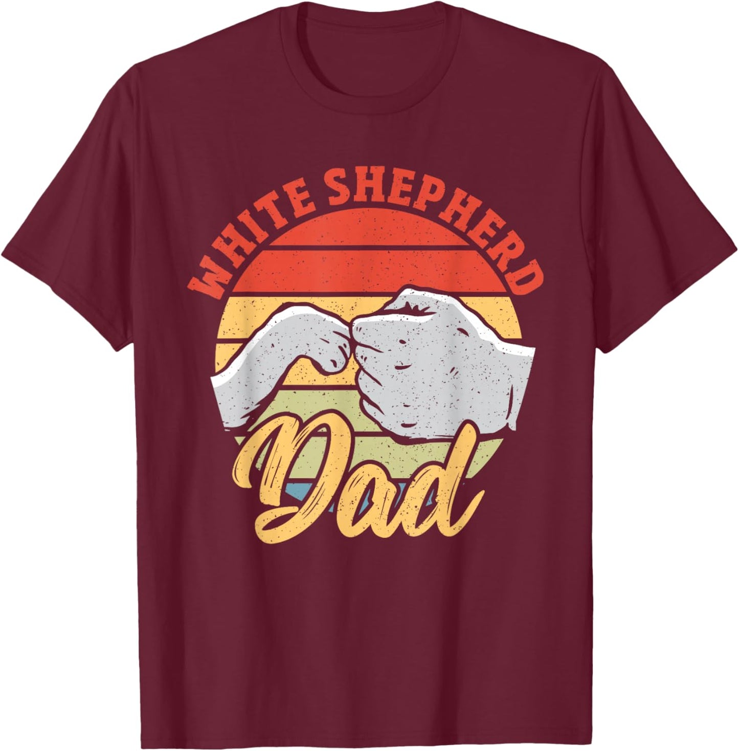White Shepherd Dad Dog Vintage White German Shepherd T-Shirt - T-Shirt | Maroon