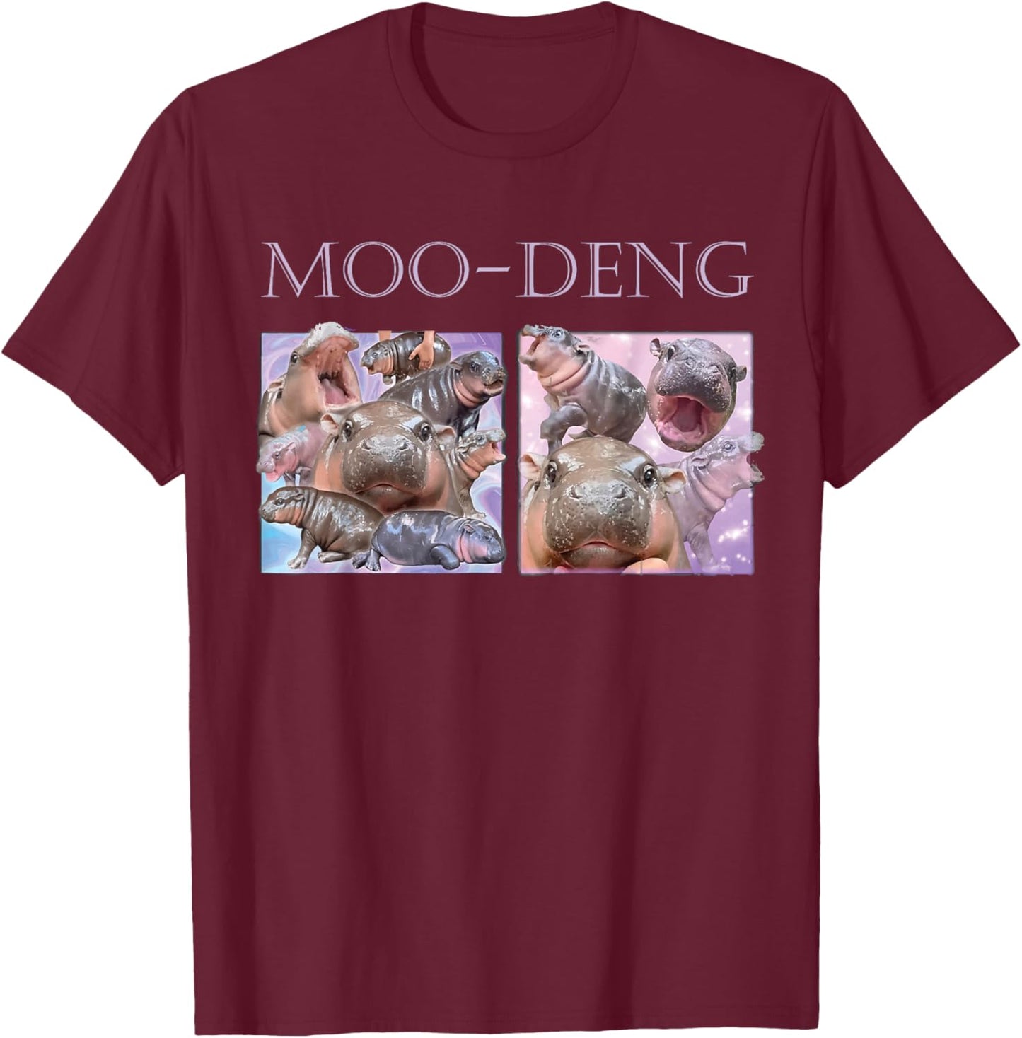 MOO-DENG The Famous Baby Pigmy Hippo MOODENG T-Shirt - T-Shirt | Maroon