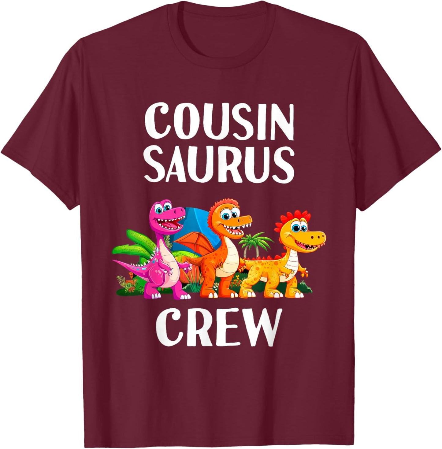 Cousin Crew Saurus Dinosaur Matching Toddlers Kids Dino T-Shirt - T-Shirt | Maroon