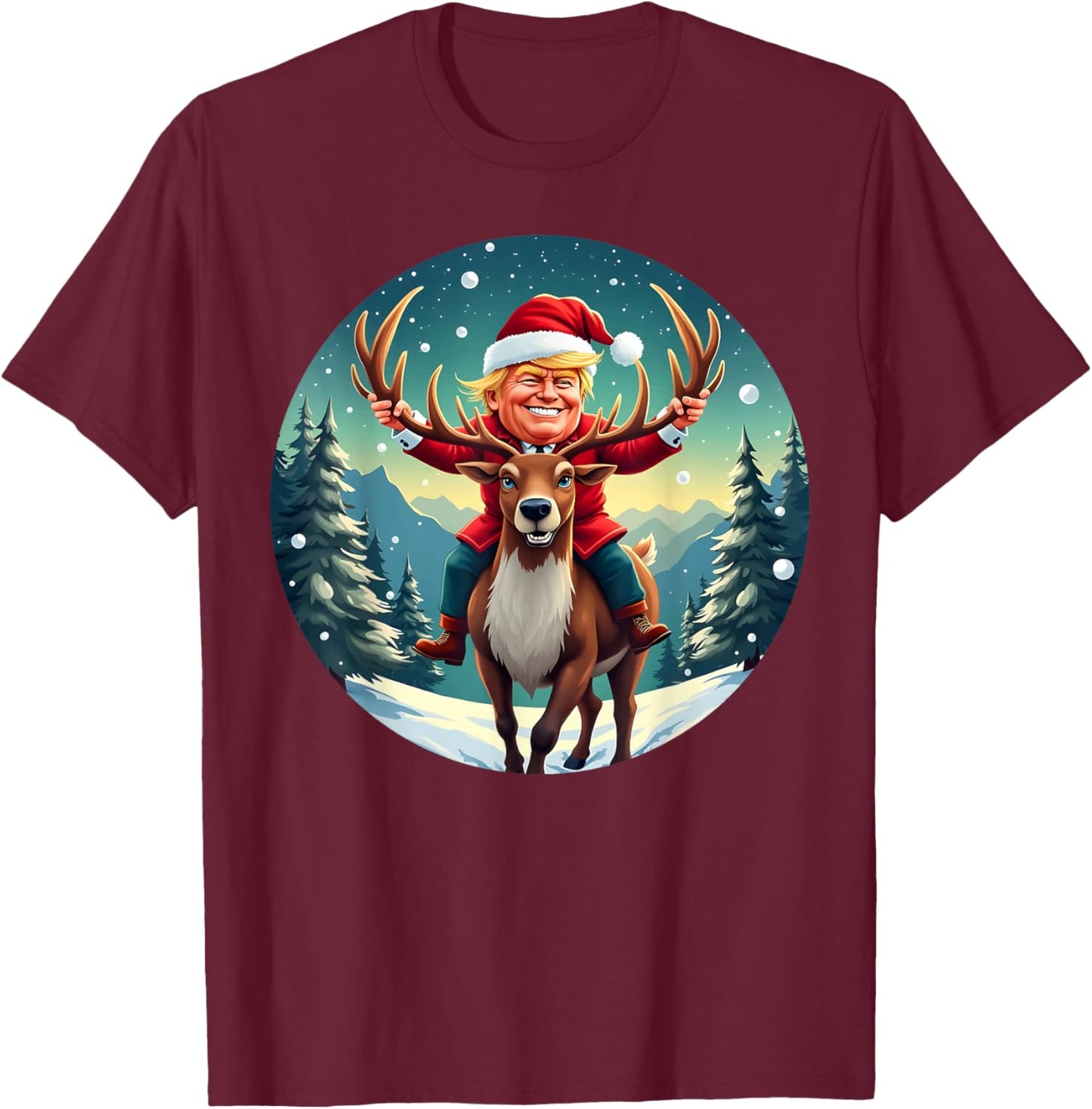 Santa Trump Xmas Donald Apparel Funny Christmas Pajamas T-Shirt - T-Shirt | Maroon