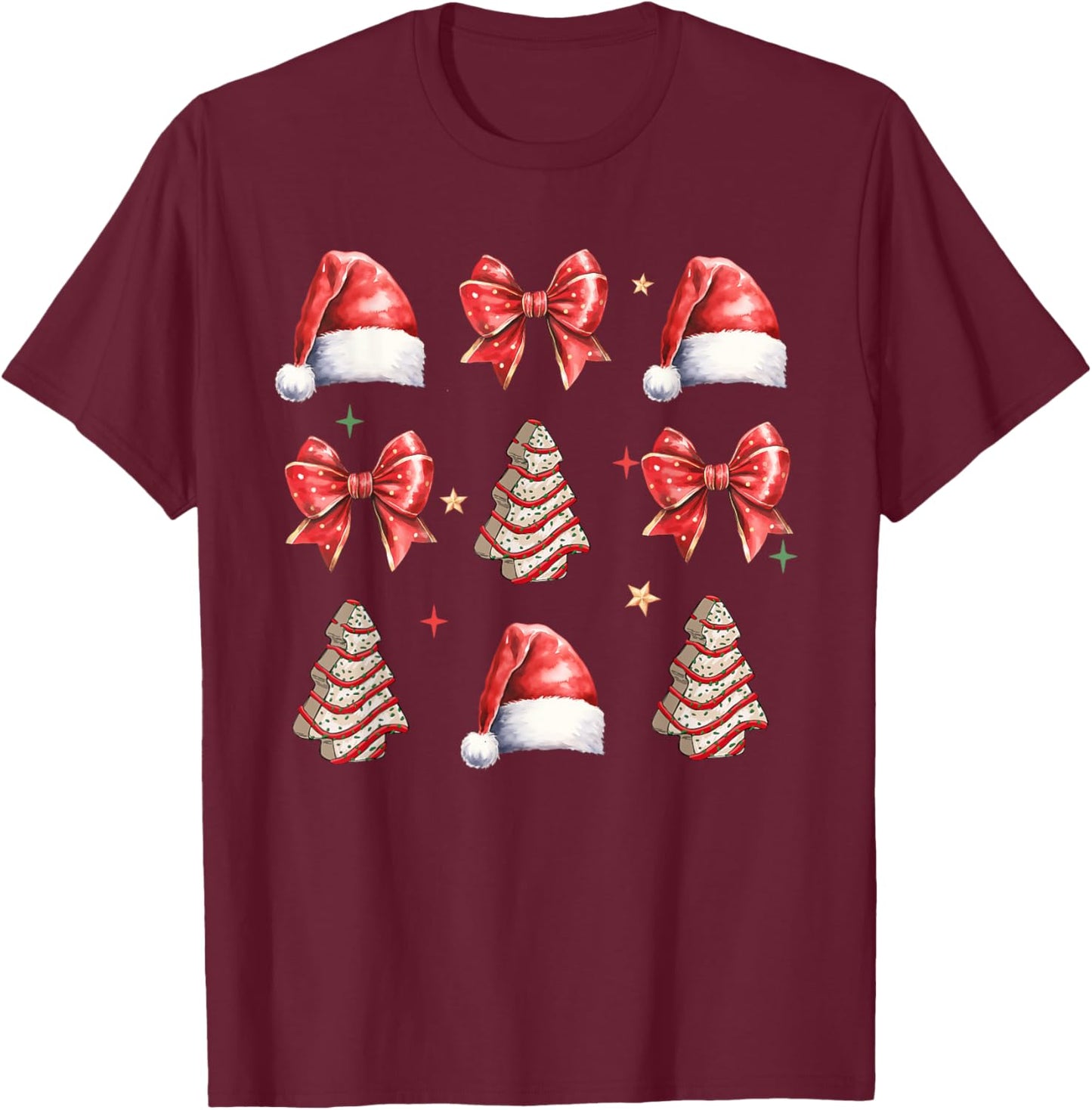 Cute Christmas Coquette Bow Xmas Pajamas Family Matching T-Shirt - T-Shirt | Maroon