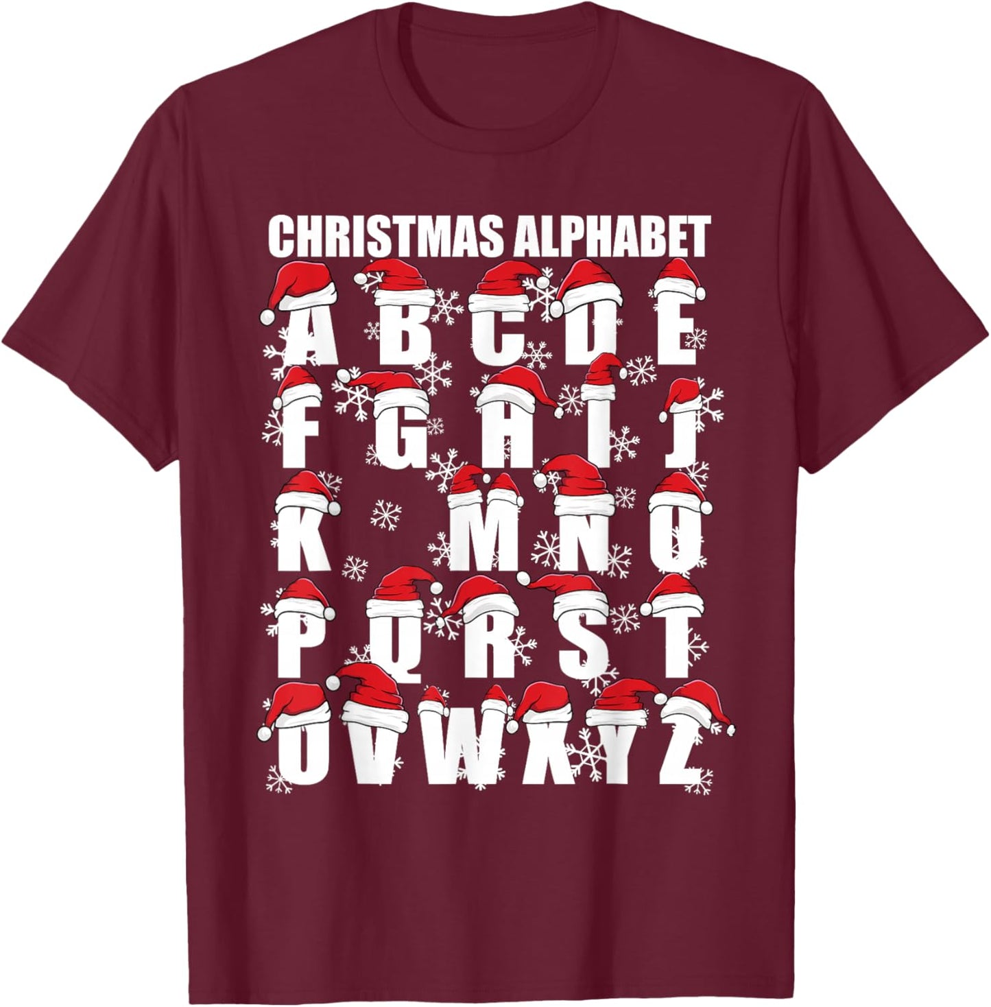 Noel Christmas Kids ABC Teacher No L Alphabet Christmas T-Shirt - T-Shirt | Maroon