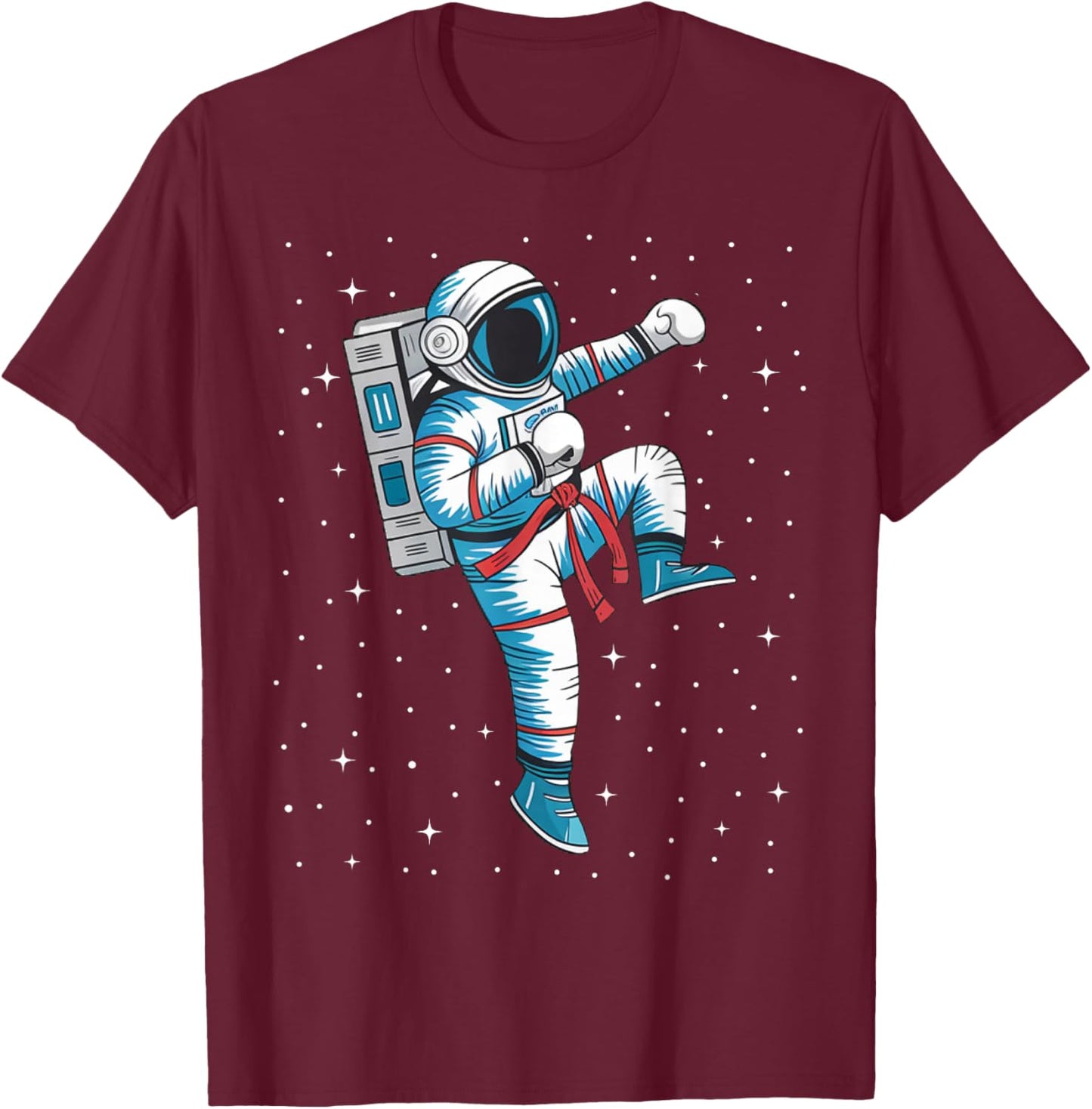 Astronaut Muay Thai Boxing Karate Kickboxing Martial Arts T-Shirt - T-Shirt | Maroon