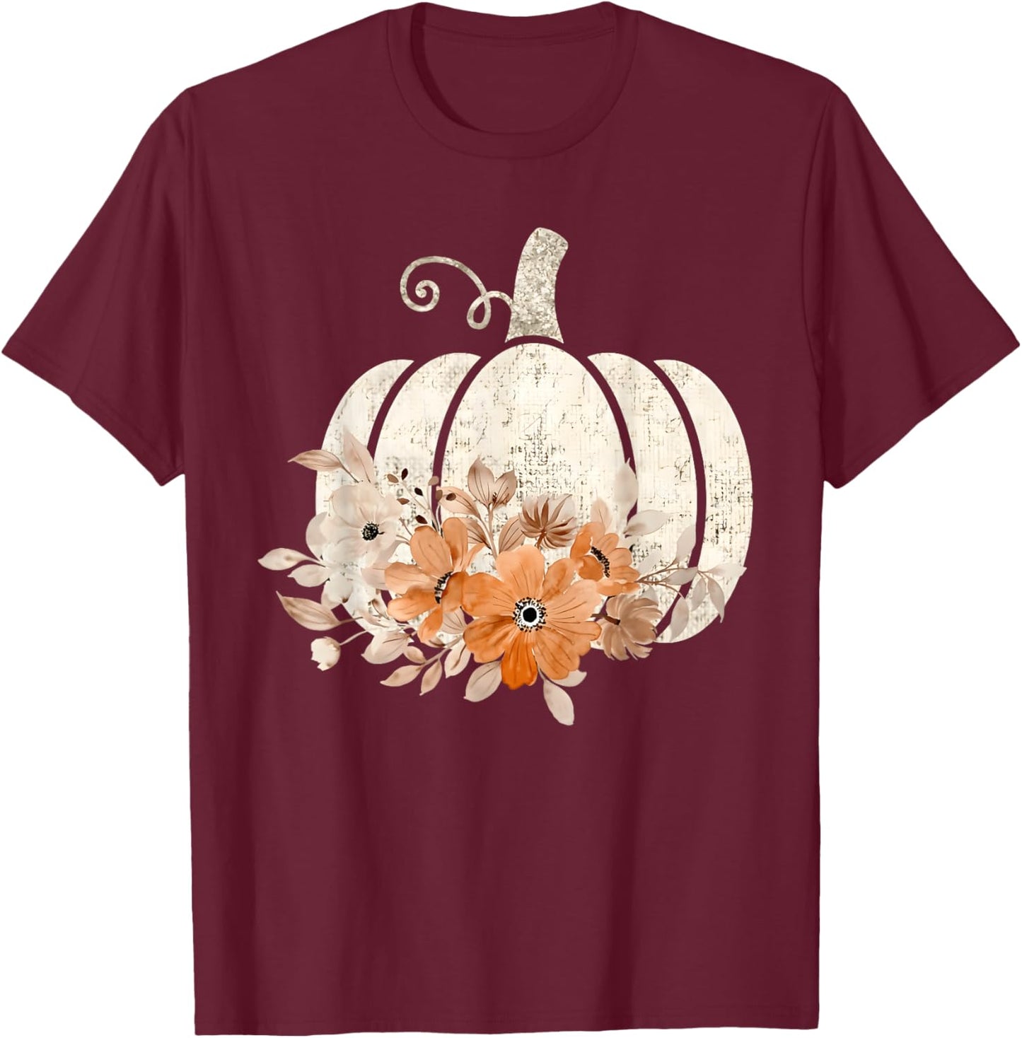 Fall Shirt Women Vintage Pumpkin Autumn Graphic Thanksgiving T-Shirt - T-Shirt | Maroon