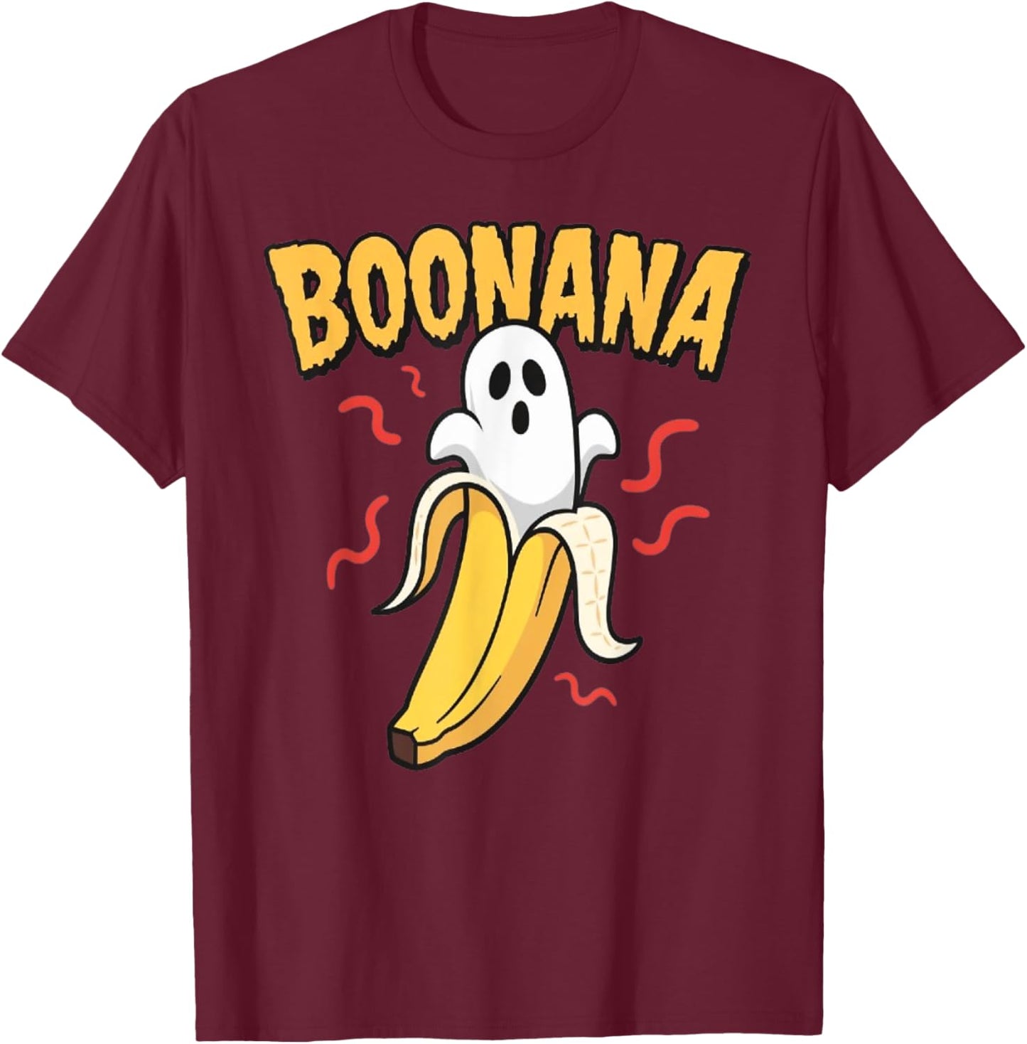 Funny Boonana Halloween Banana Ghost T-Shirt - T-Shirt | Maroon