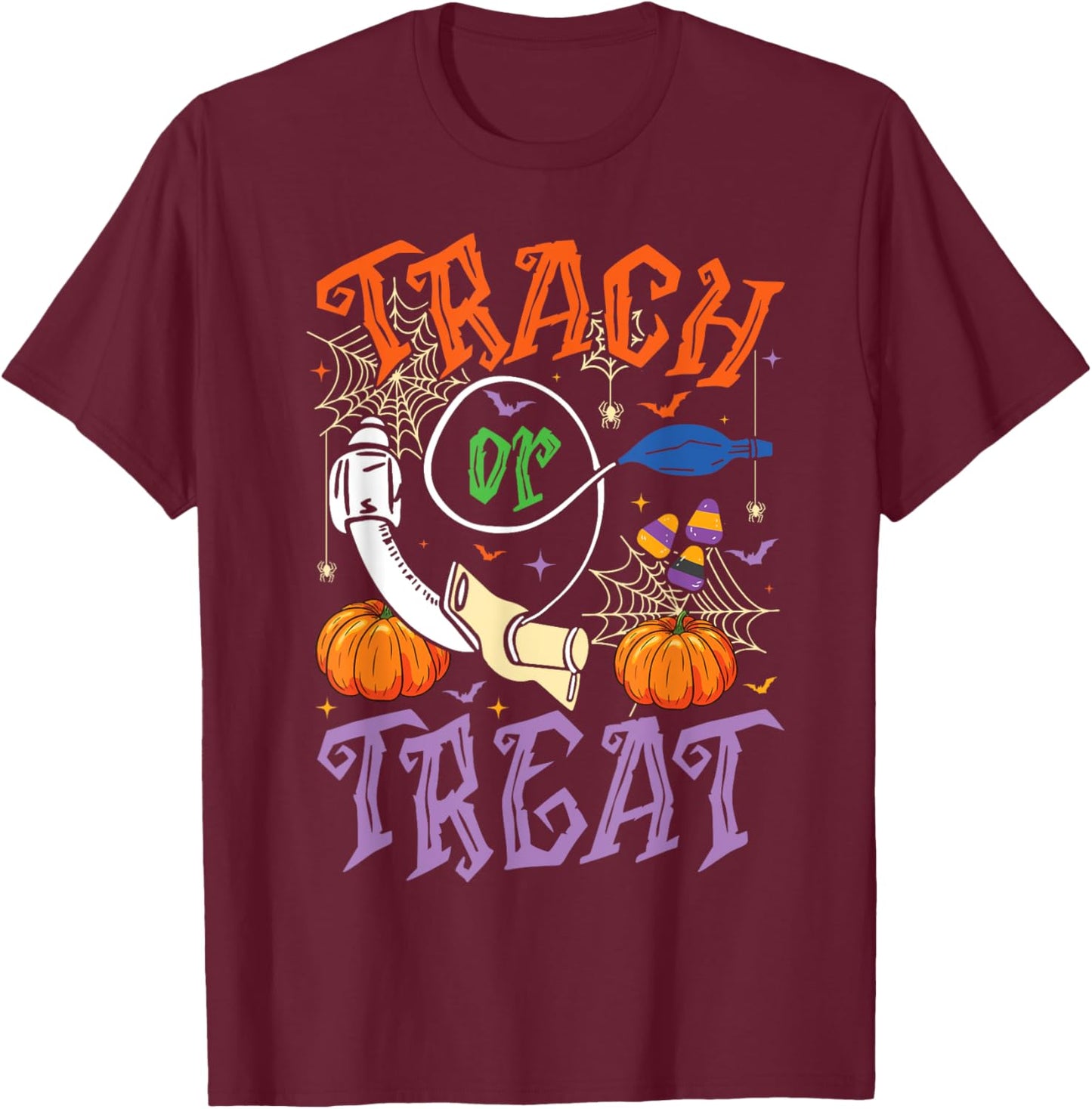 Respiratory Therapist Trach or Treat ICU RN Halloween Nurse T-Shirt - T-Shirt | Maroon