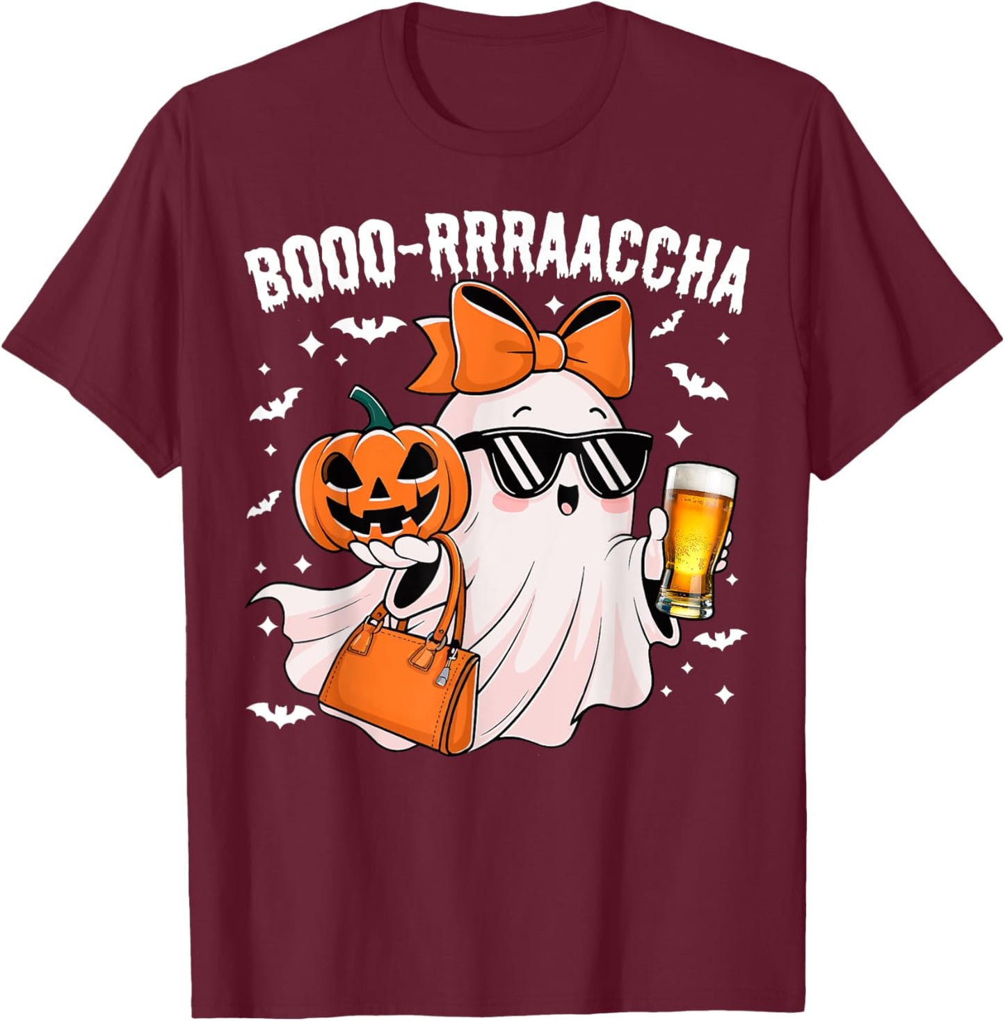 Boo-Racha Halloween Cute Ghost Boo Borracha Funny Men Women T-Shirt - T-Shirt | Maroon