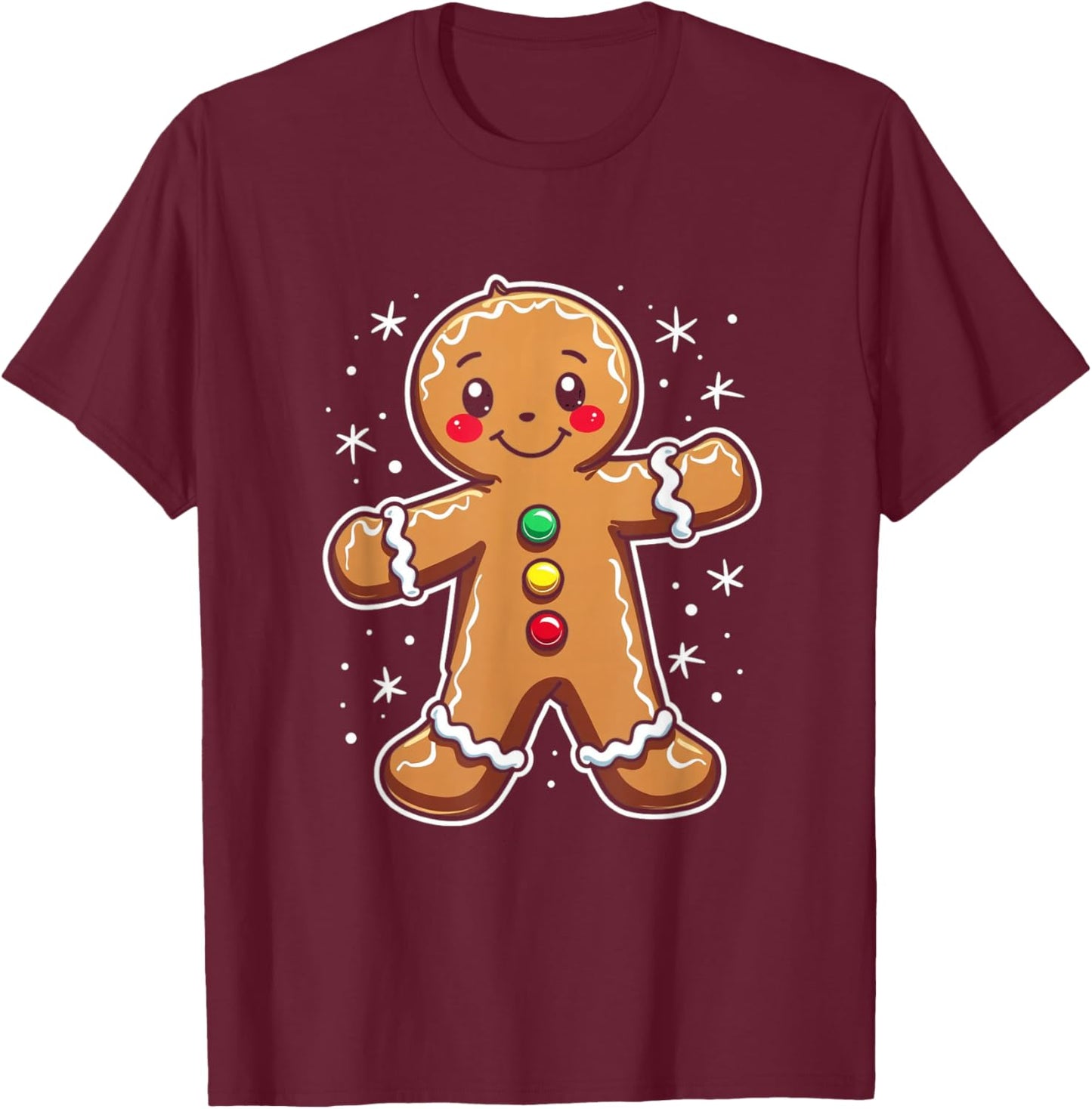Gingerbread Man Holiday T-Shirt - T-Shirt | Maroon