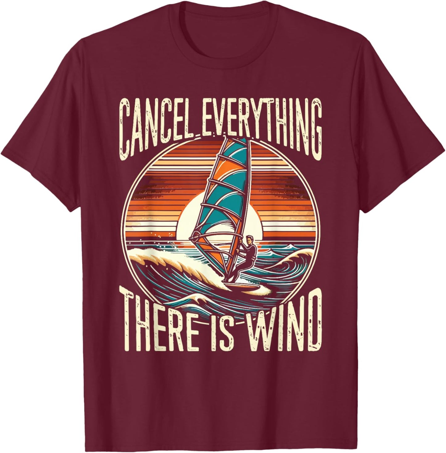 Windsurfer, Windsurfing, Funny T-Shirt - T-Shirt | Maroon
