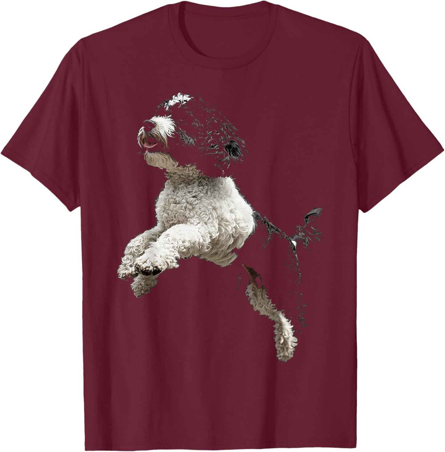Portuguese Water Dog Motif Pet Artwork Portuguese Water T-Shirt - T-Shirt | Maroon