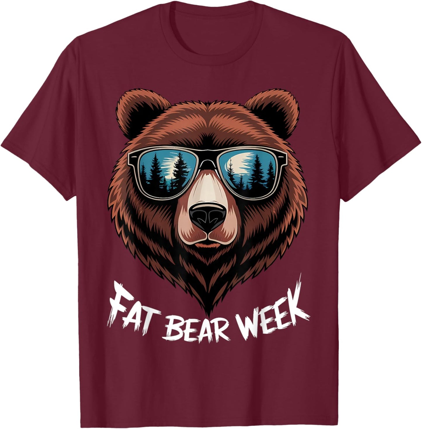 Fat Bear Week Retro Bear Sunglasses Nature Lovers T-Shirt - T-Shirt | Maroon