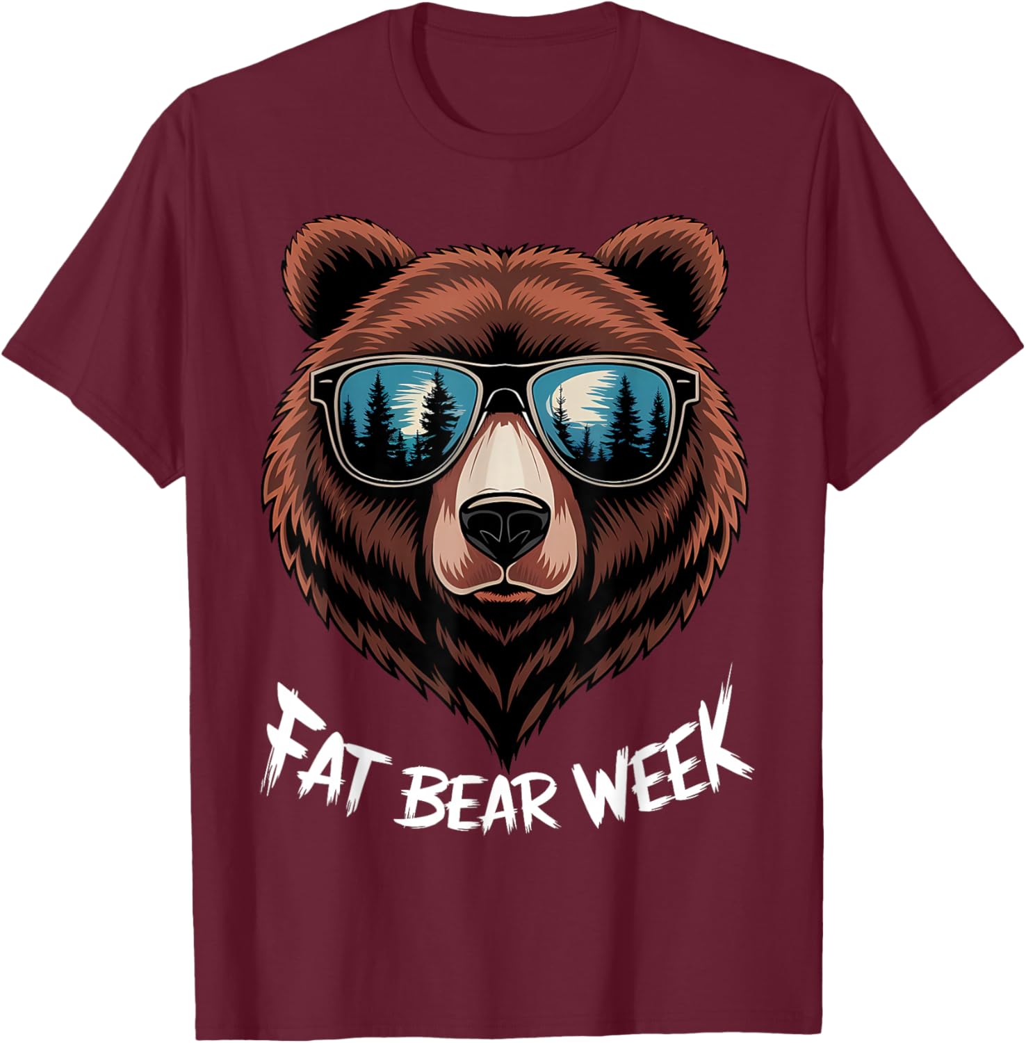 Fat Bear Week Retro Bear Sunglasses Nature Lovers T-Shirt - T-Shirt | Maroon
