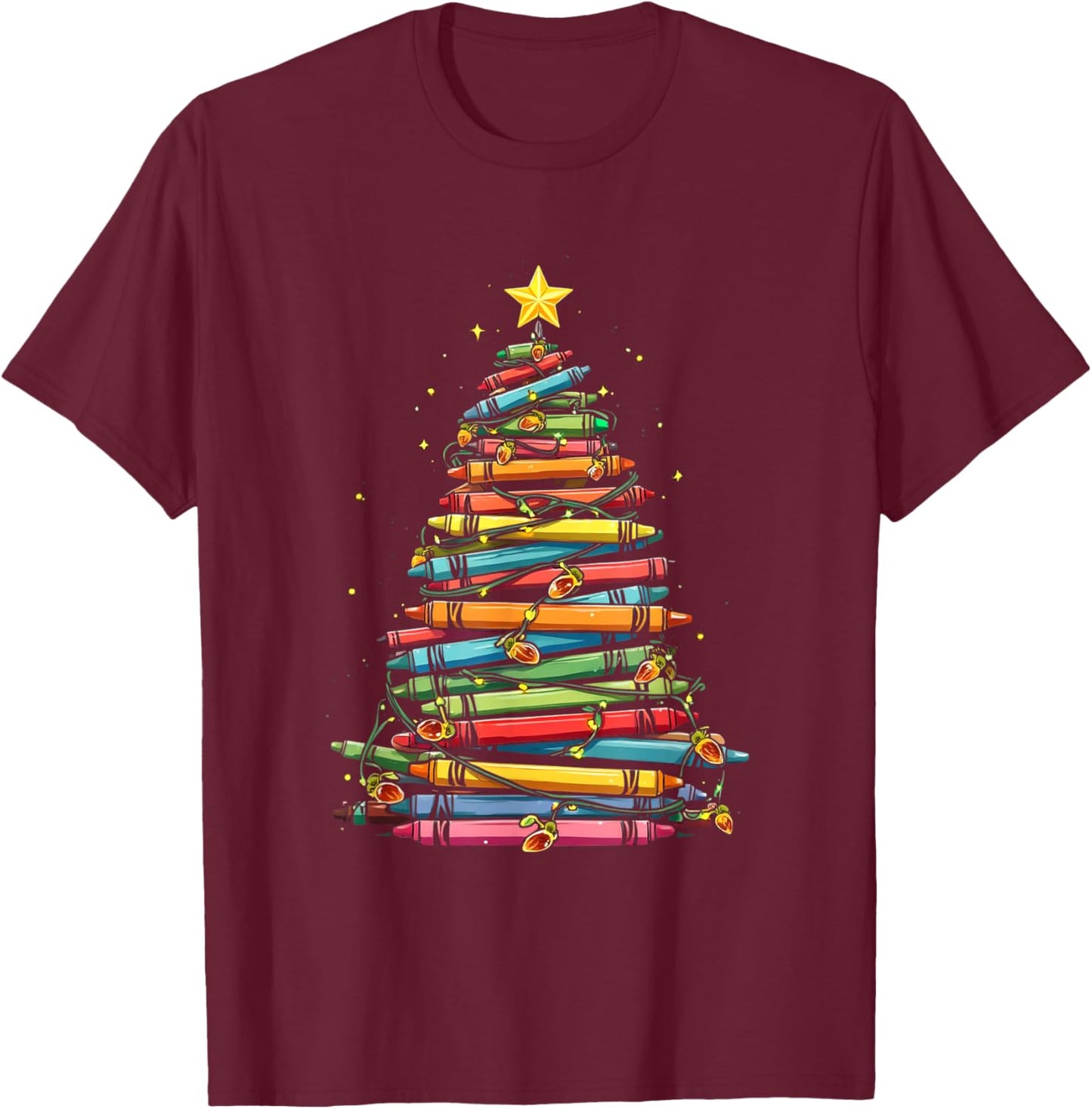 Christmas Book Tree T-Shirt - T-Shirt | Maroon
