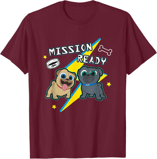 Disney Puppy Dog Pals Mission Ready Bingo Rolly Chest Logo T-Shirt - T-Shirt | Maroon