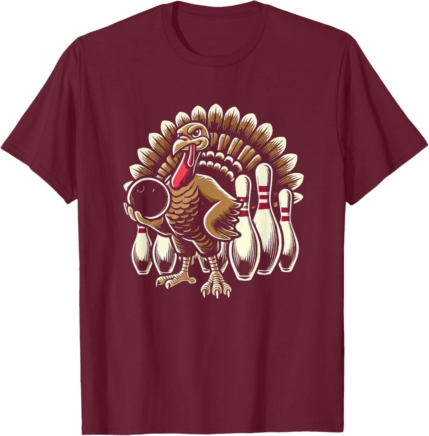 Bowling Turkey Thanksgiving Thanksgiving Day Turkeys T-Shirt - T-Shirt | Maroon