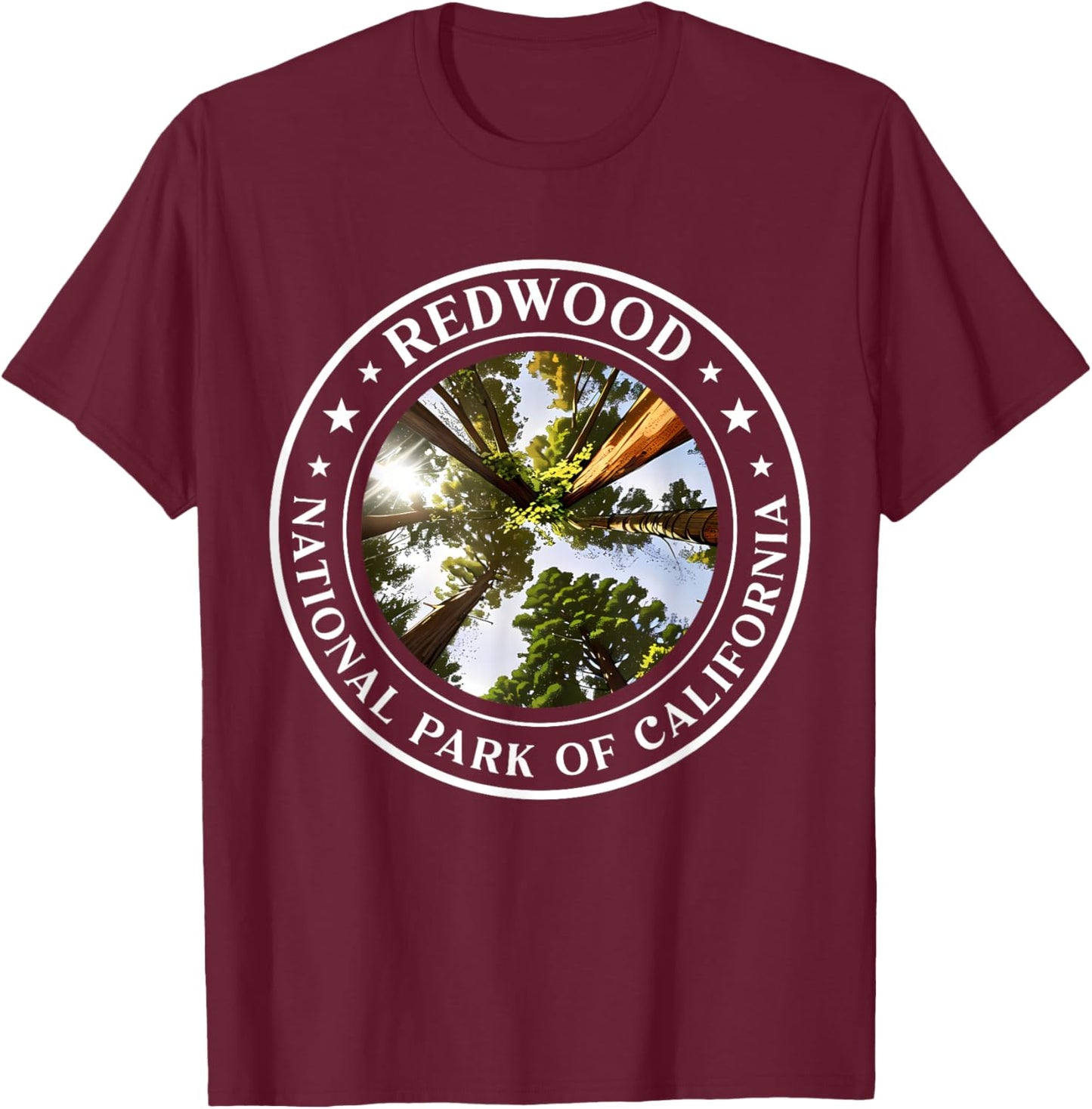 Redwood National Park of California Redwood Forest T-Shirt - T-Shirt | Maroon