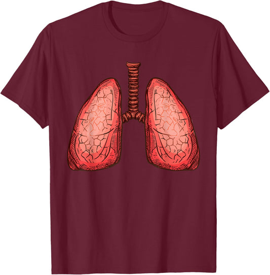 Human Body Organs Anatomy Group Costumes - Lungs Costume T-Shirt - T-Shirt | Maroon