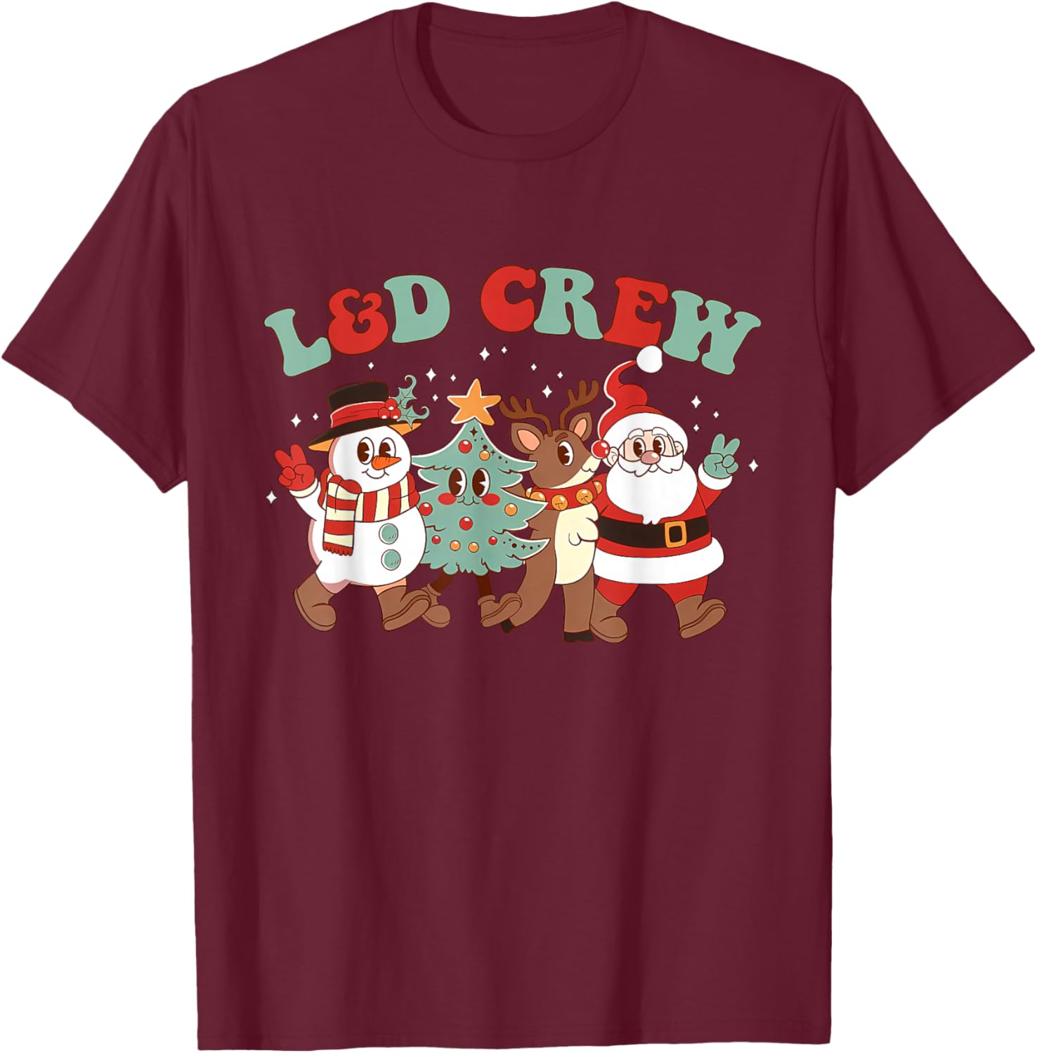 L&D Crew Labor and Delivery Nurse Christmas Hospital Party T-Shirt - T-Shirt | Maroon