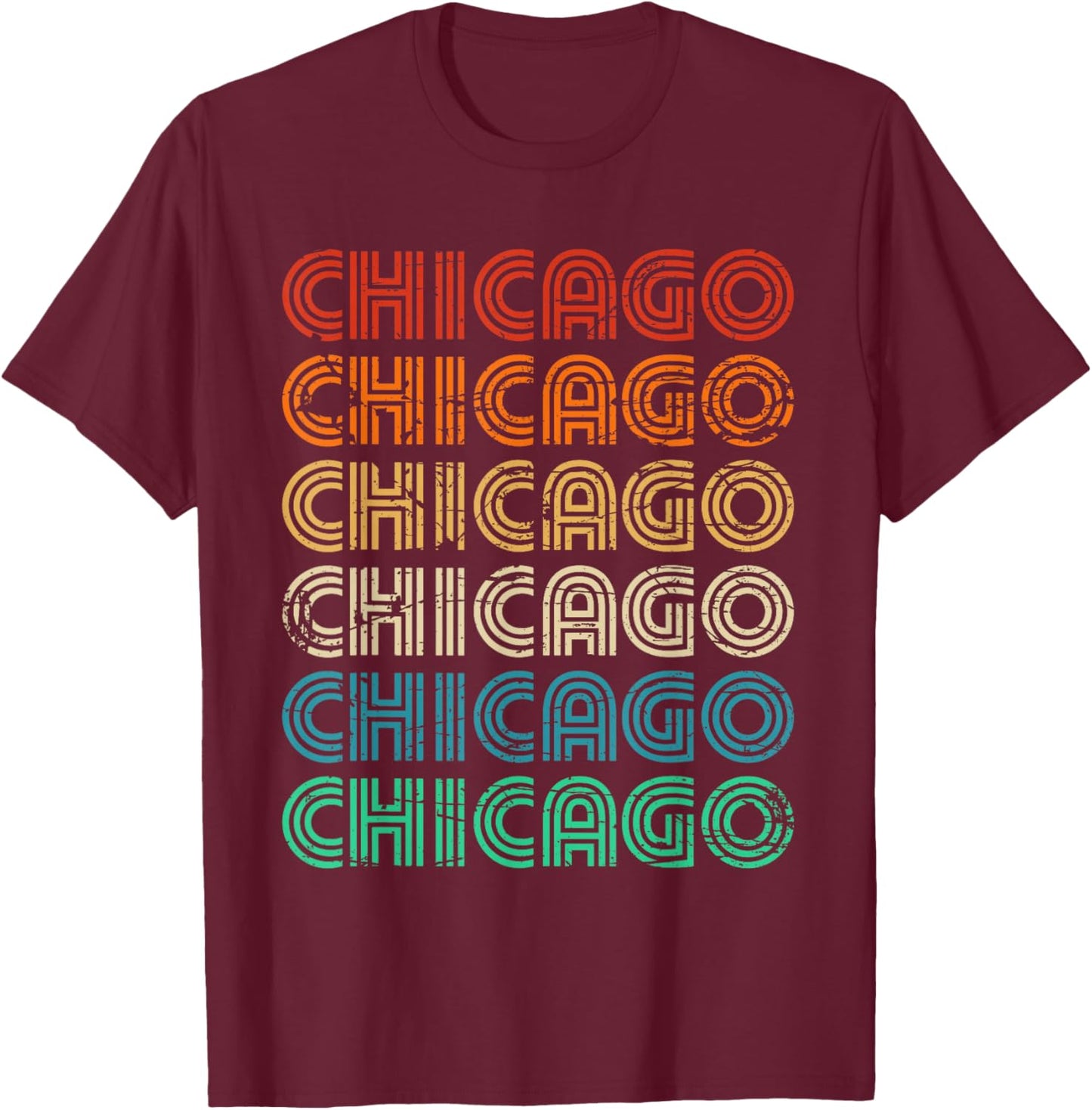 Chicago Retro Vintage 70s 80s Style T-Shirt - T-Shirt | Maroon