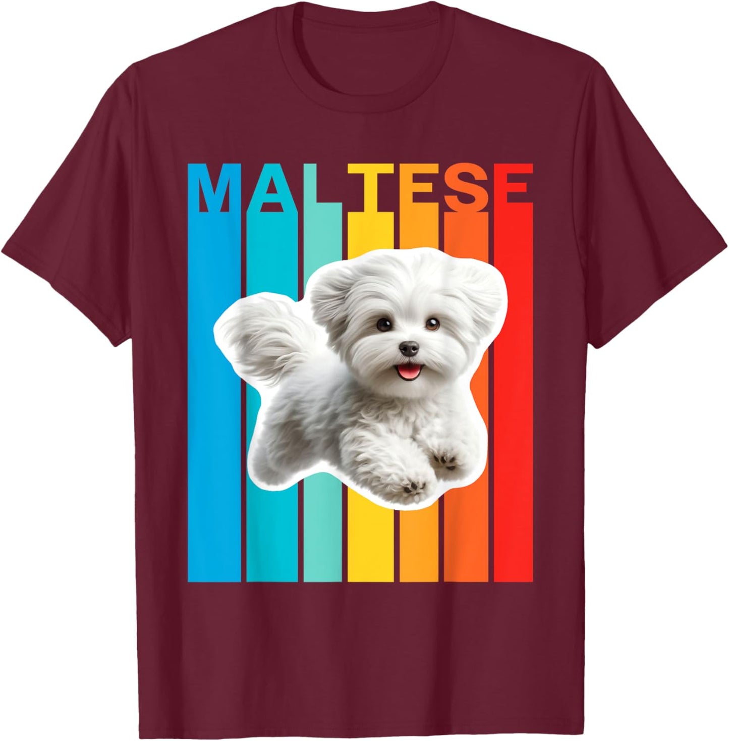 Colorful Maltese T-Shirt - T-Shirt | Maroon