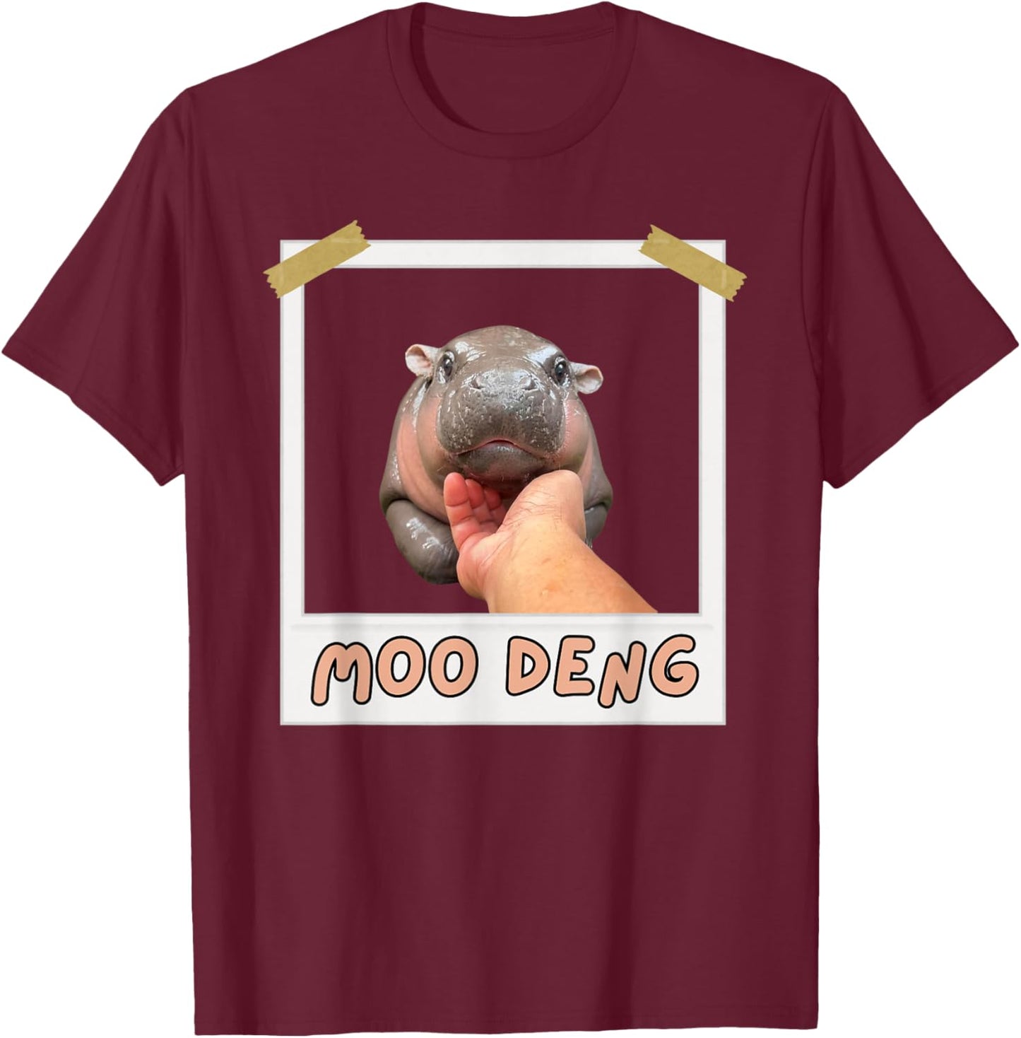 Moo-Deng Baby Pygmy Hippo Cute Zoo For Family T-Shirt - T-Shirt | Maroon