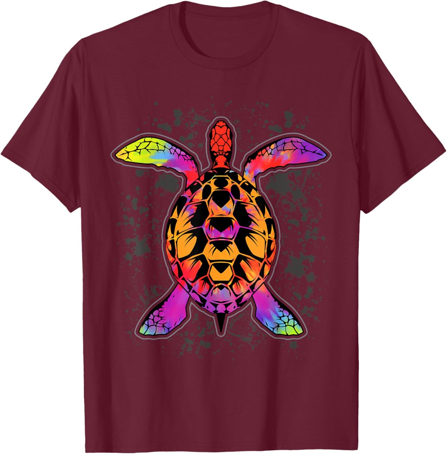 Tie Dye Turtle Ocean Animals Tie Dyed T-Shirt - T-Shirt | Maroon