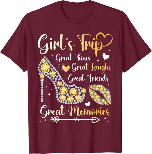 Girls Trip 2025 Weekend Vacation Trip Party Matching T-Shirt - T-Shirt | Maroon