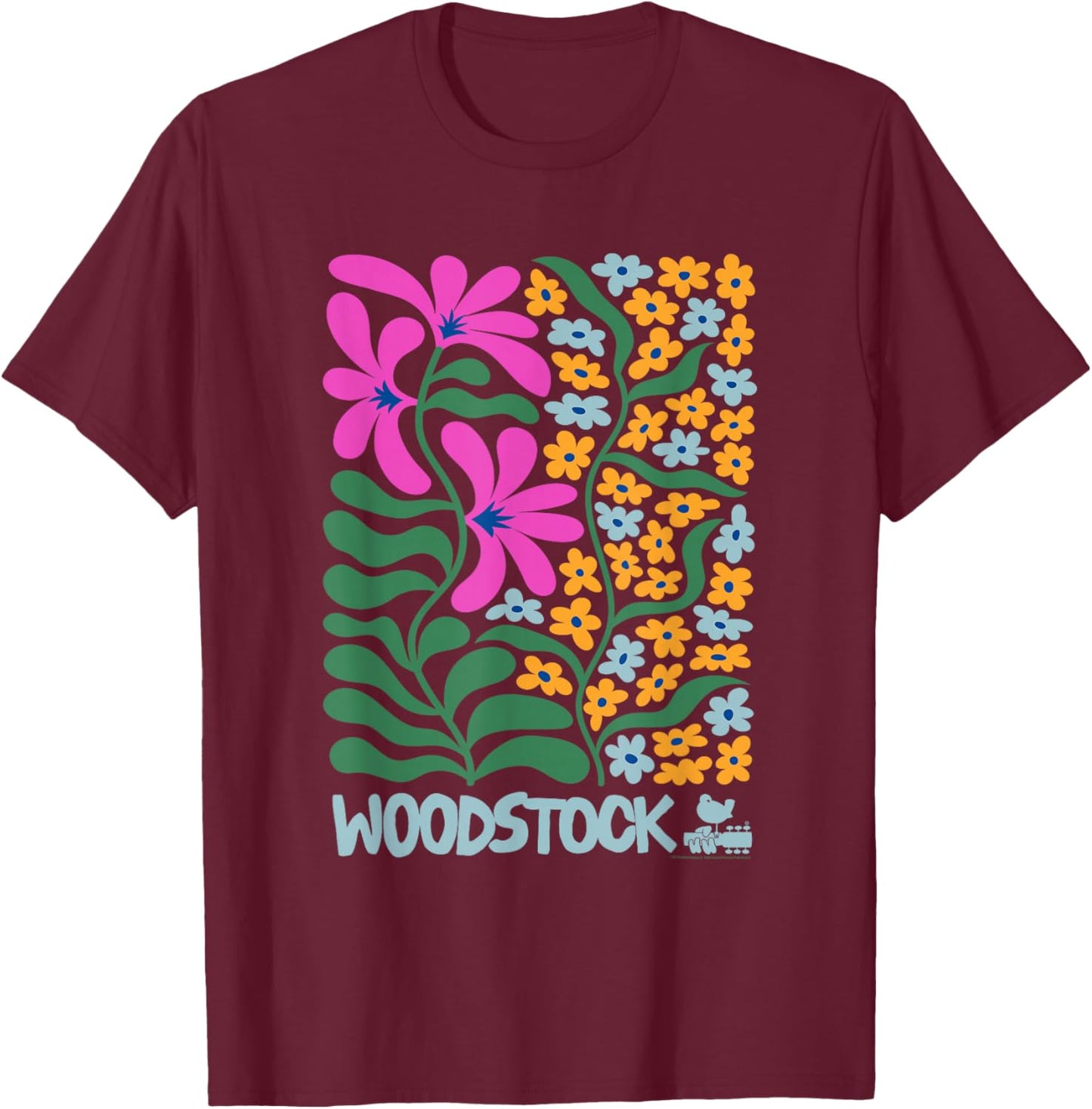 Woodstock Blooms T-Shirt - T-Shirt | Maroon
