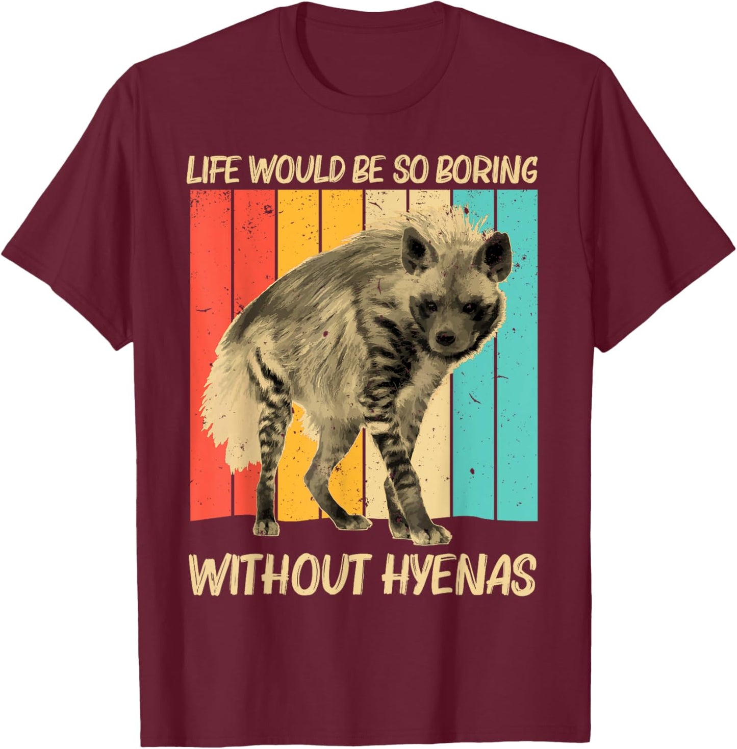 Cool Hyena Design Women African Animal Hyena Lover T-Shirt - T-Shirt | Maroon