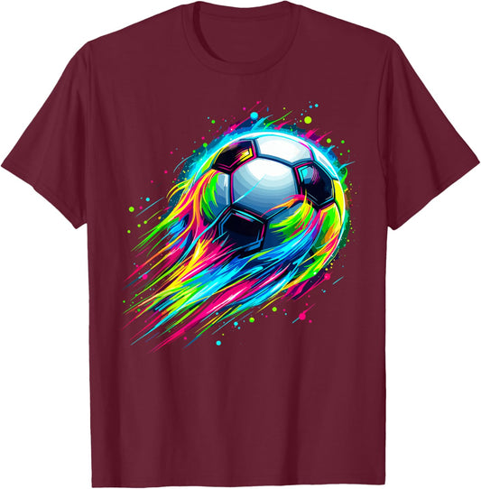 Soccer Colorful Tie Dye Soccer Ball T-Shirt - T-Shirt | Maroon