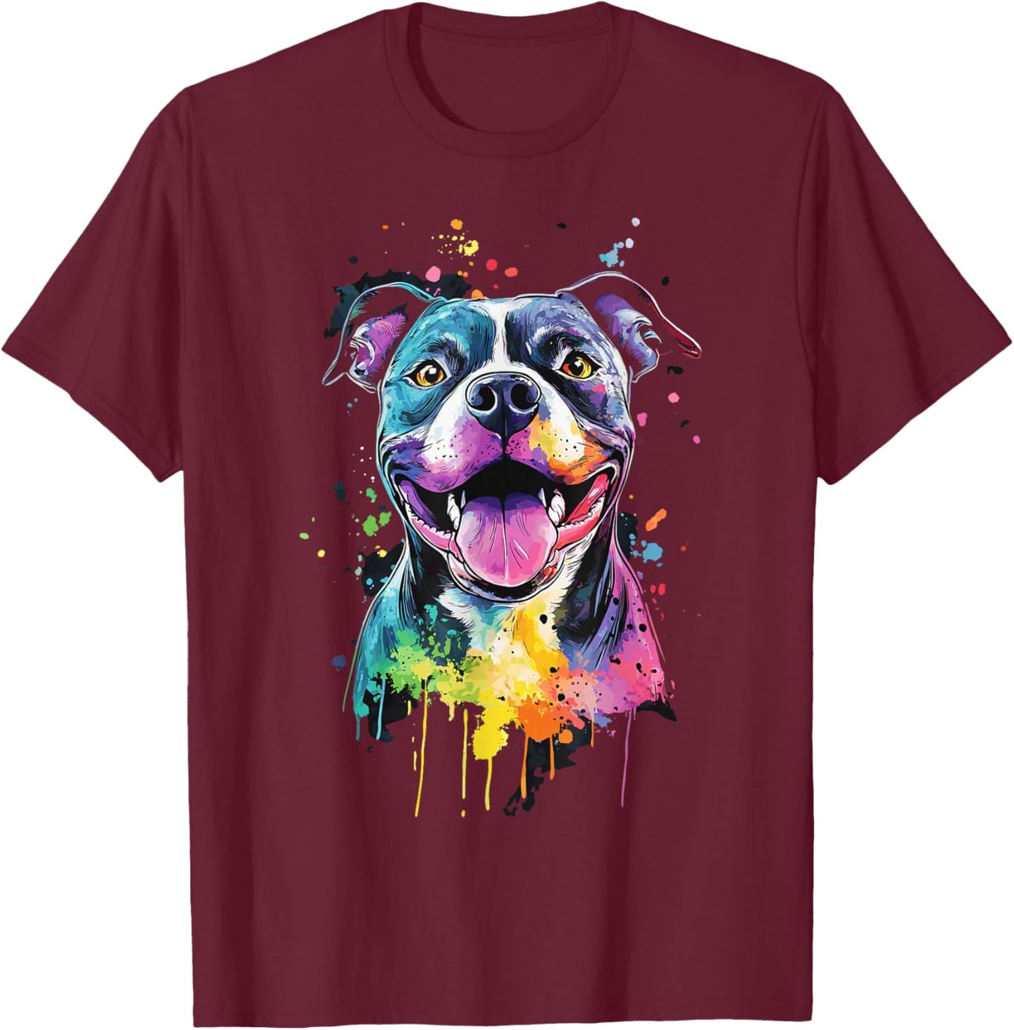 PitBull Mom Dog Lover Colorful Artistic Pitbull Owner Women T-Shirt - T-Shirt | Maroon
