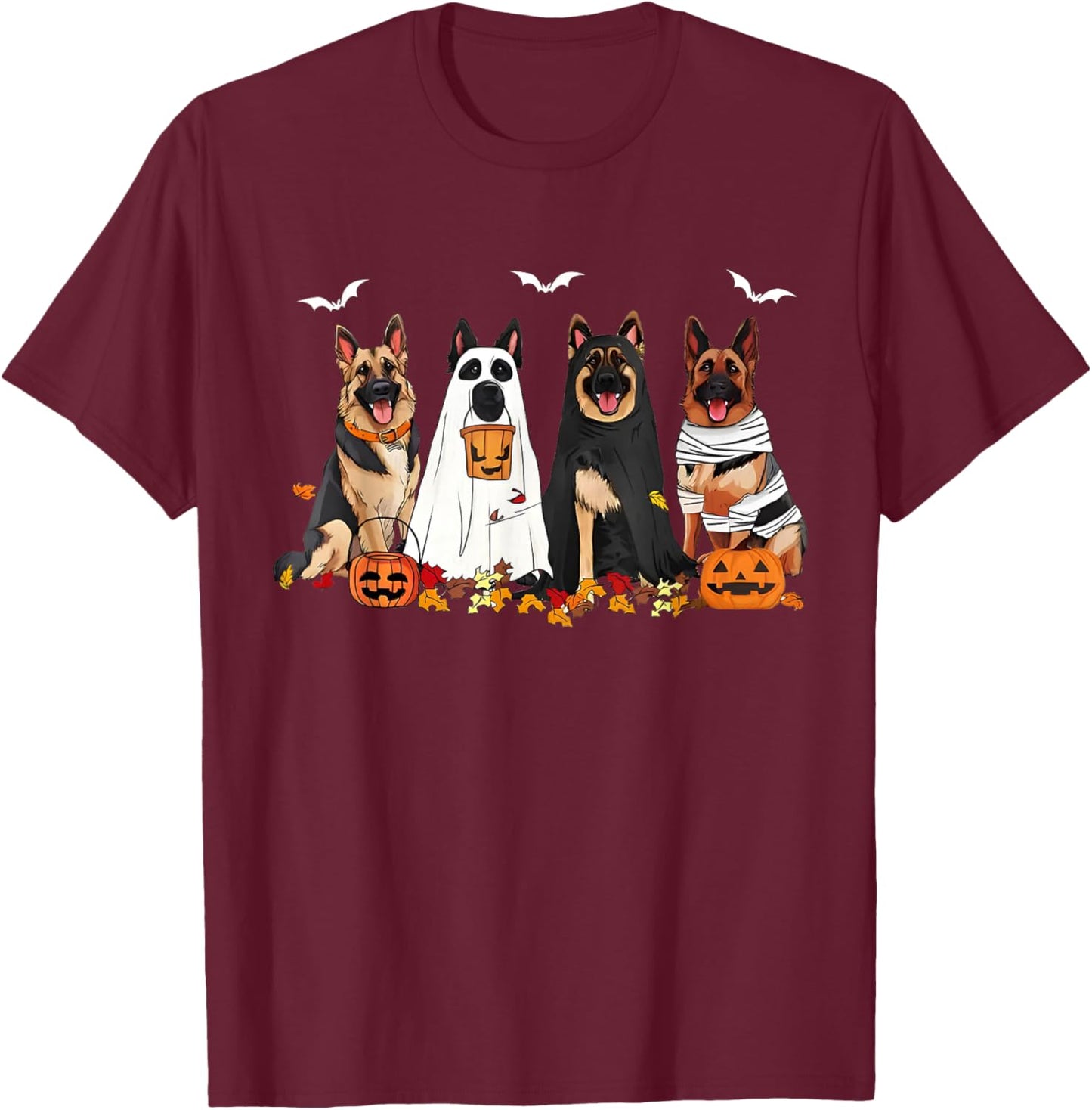 Funny Ghost German Shepherd Halloween Dog Mom Dog Witch T-Shirt - T-Shirt | Maroon