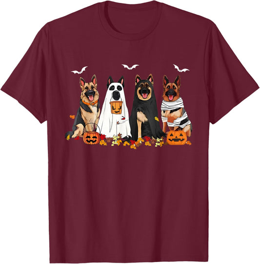 Funny Ghost German Shepherd Halloween Dog Mom Dog Witch T-Shirt - T-Shirt | Maroon