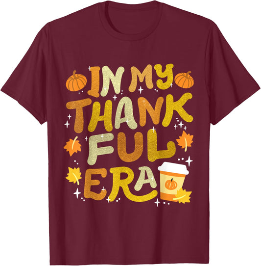 In My Thankful Era Retro Groovy Thanksgiving Women T-Shirt - T-Shirt | Maroon