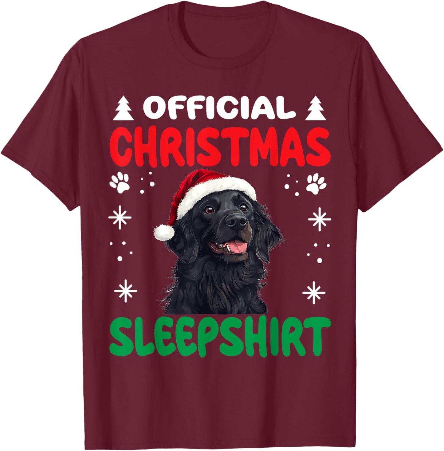 Flat-Coated Retriever Dog Christmas Pajama Official Women Kids T-Shirt - T-Shirt | Maroon