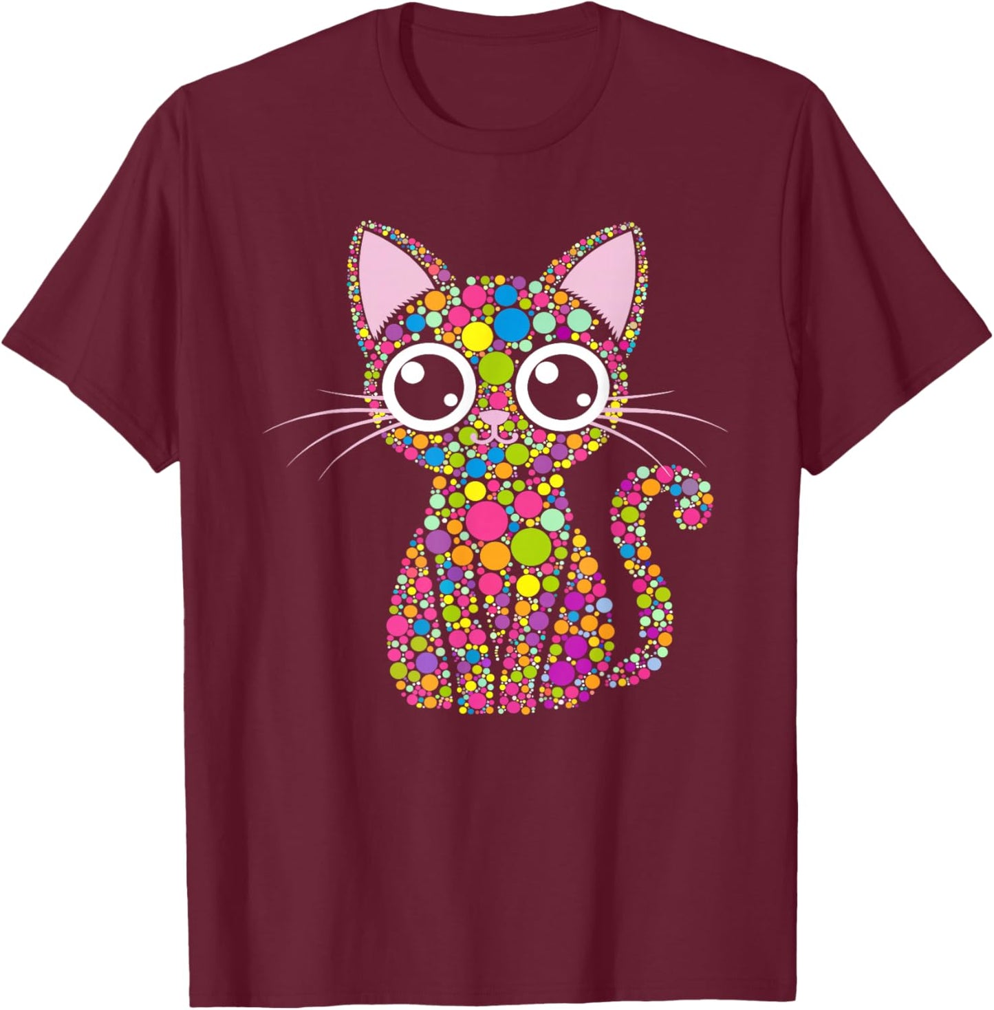 Cute Cat Happy Dot Day Shirts for Kids Men Women Teacher T-Shirt - T-Shirt | Maroon