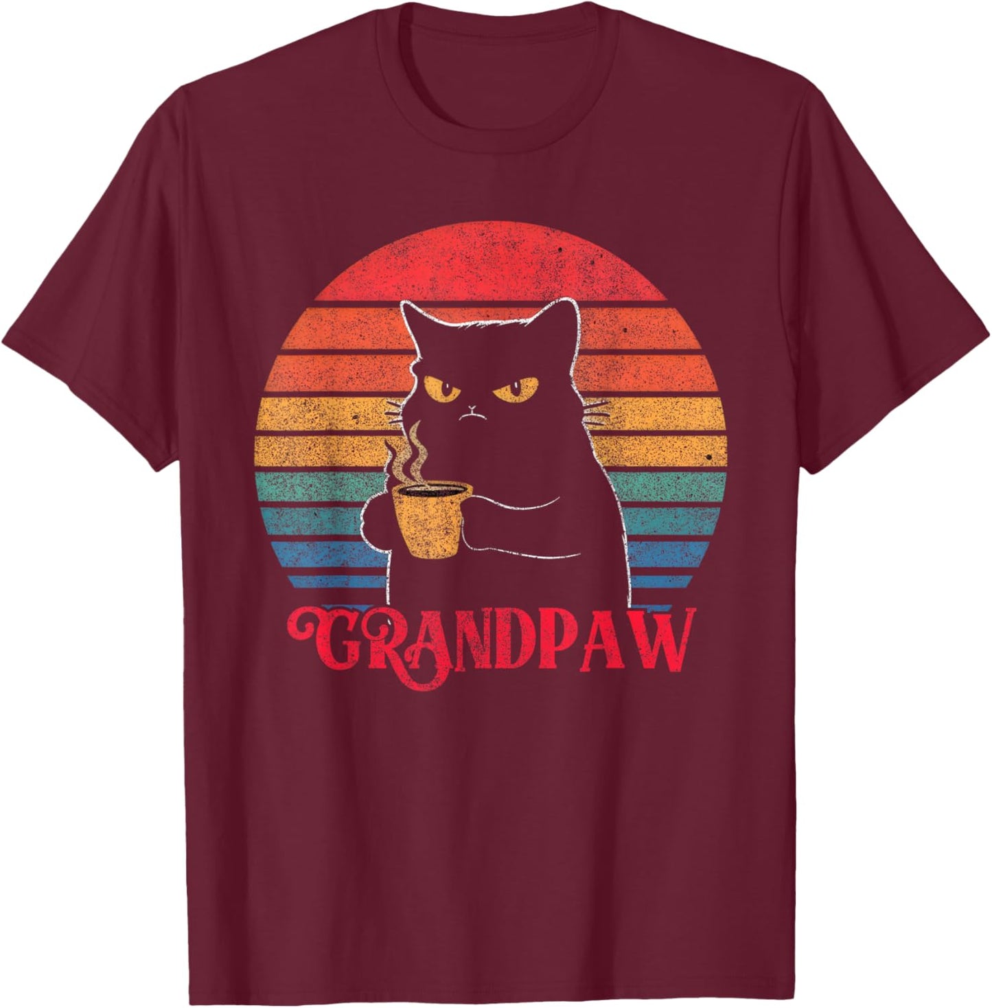 Retro Grandpaw Funny Sarcastic Cat Lover Quote Grandpa T-Shirt - T-Shirt | Maroon