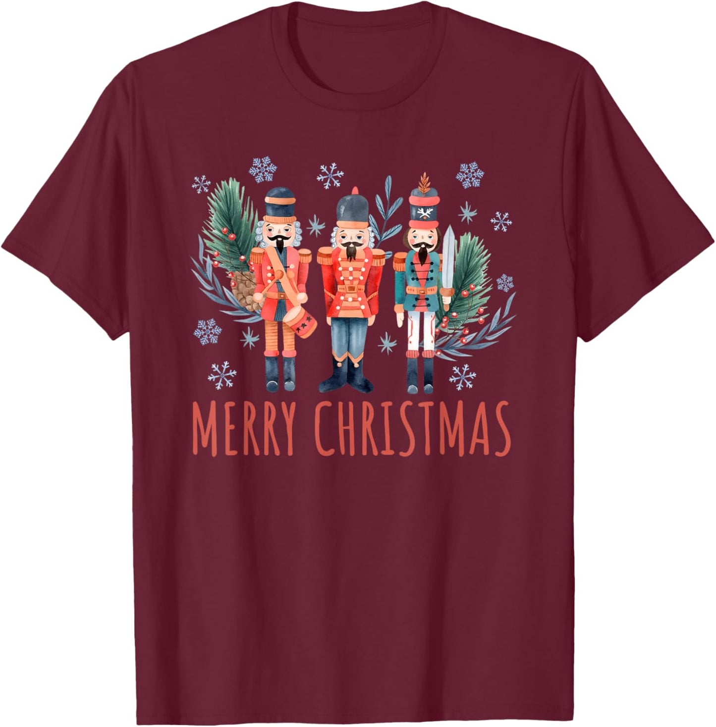 Merry Christmas Nutcracker Ballet Festive Xmas Men Women T-Shirt - T-Shirt | Maroon
