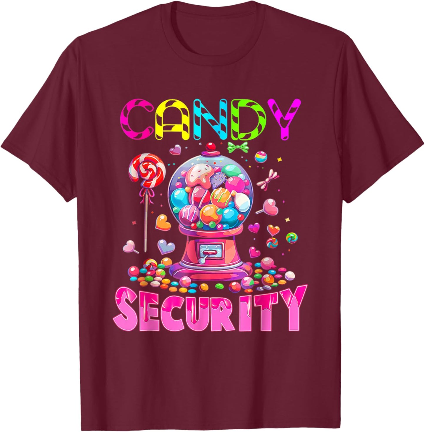 Candy Security Candyland Costume Kids Teens Adult T-Shirt - T-Shirt | Maroon