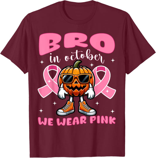 Breast Cancer Awareness For Girls Boys Kid Halloween Pumpkin T-Shirt - T-Shirt | Maroon
