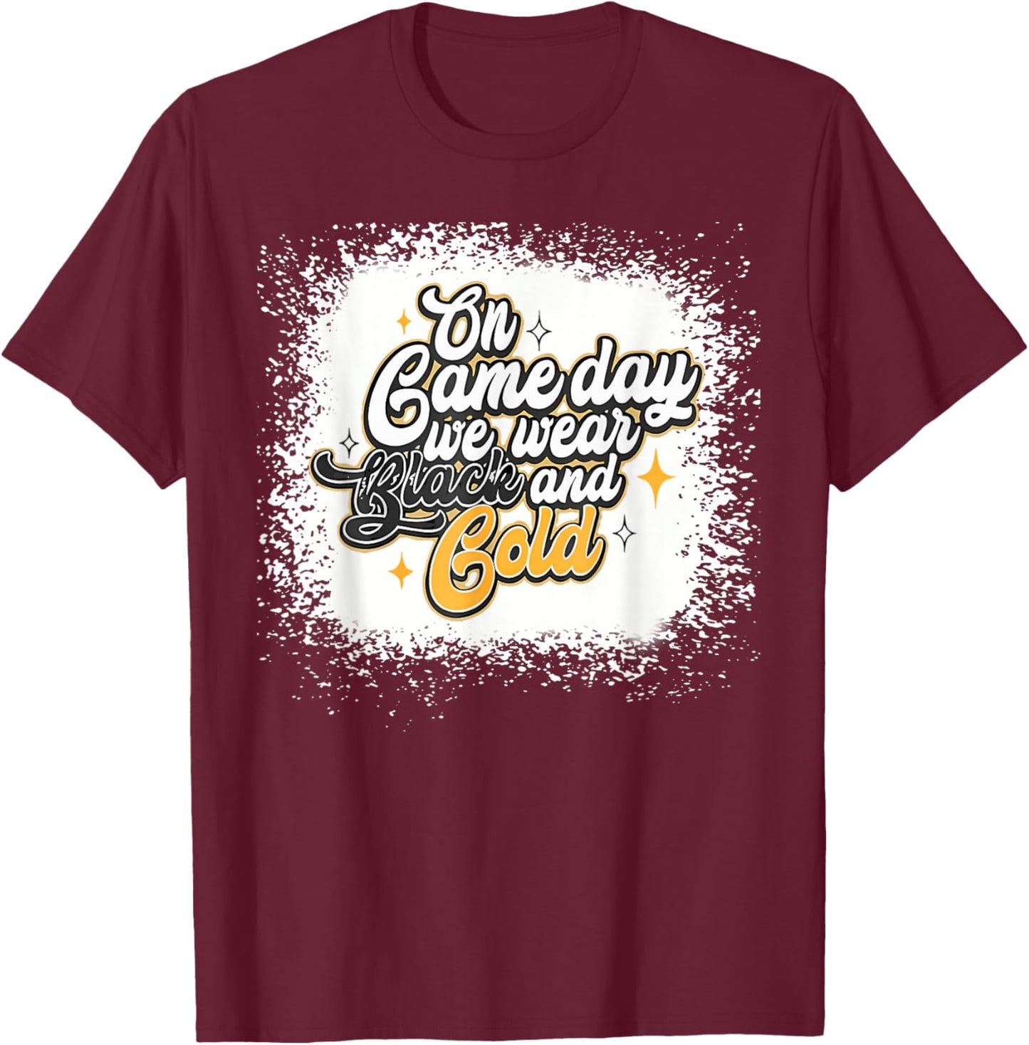Bleached On Gameday Football We Wear Gold & Black T-Shirt - T-Shirt | Maroon